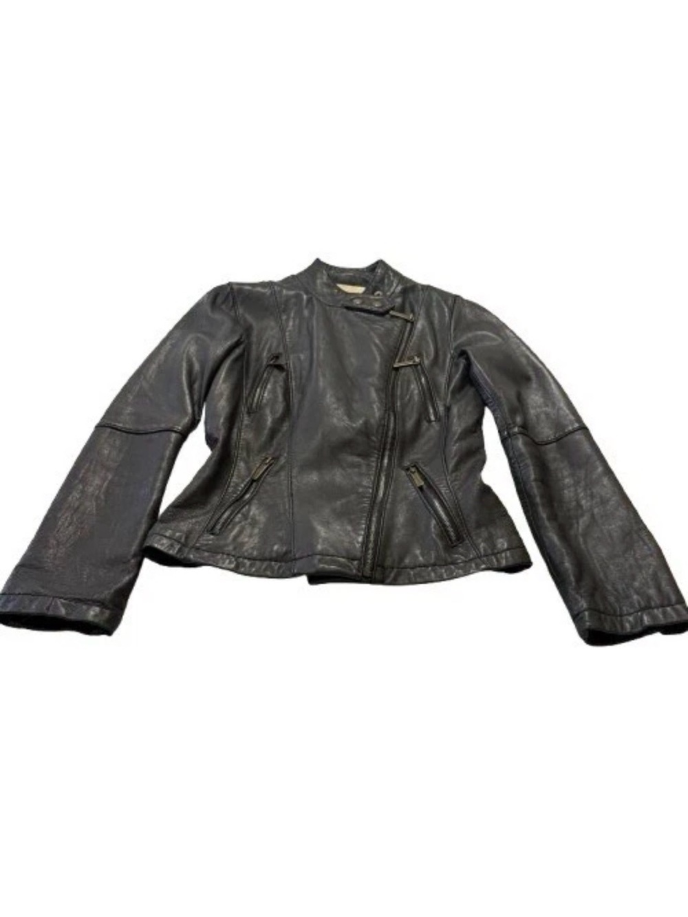 Michael Kors Leather Jacket Black Moto Womens Size XS